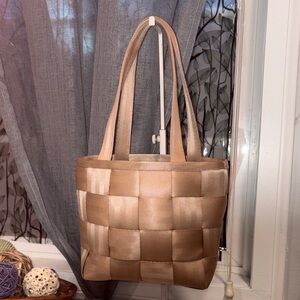 Seatbelt Tan Woven Tote Bag
